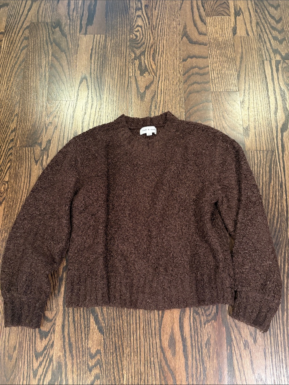 Cloth and Stone Woman’s Cozy Brown Textured Crewneck Sweater Size XS